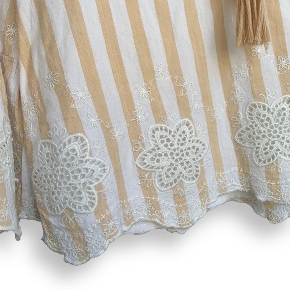 Tularosa Embroidered Top Flowy Striped Boho - Picture 10 of 16